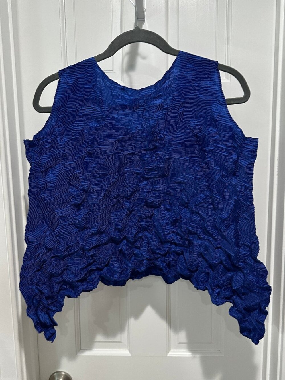 ISSEY MIYAKE ME ROYAL BLUE CRUSHED PLEAT TOP - Picture 2 of 4